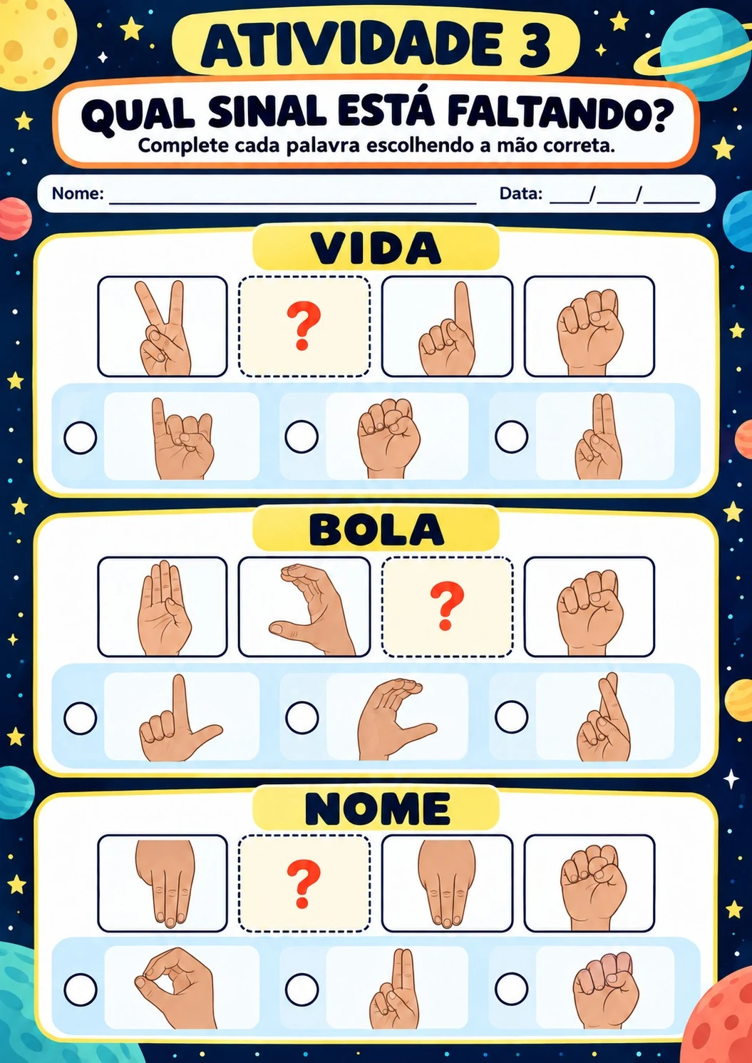 Qual sinal está faltando?
